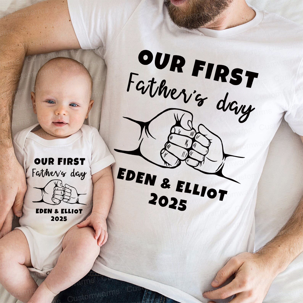 Personalized First Father's Day Daddy and Baby Outfit | CWFamily67