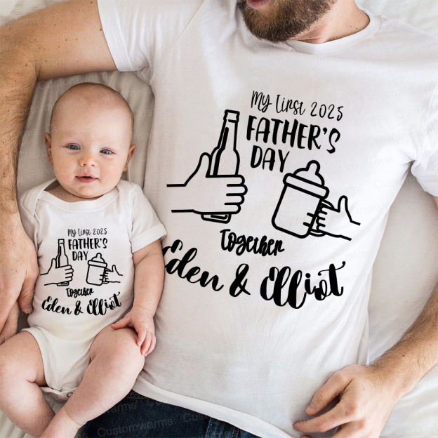Personalized First Father's Day Daddy and Baby Outfit | CWFamily68