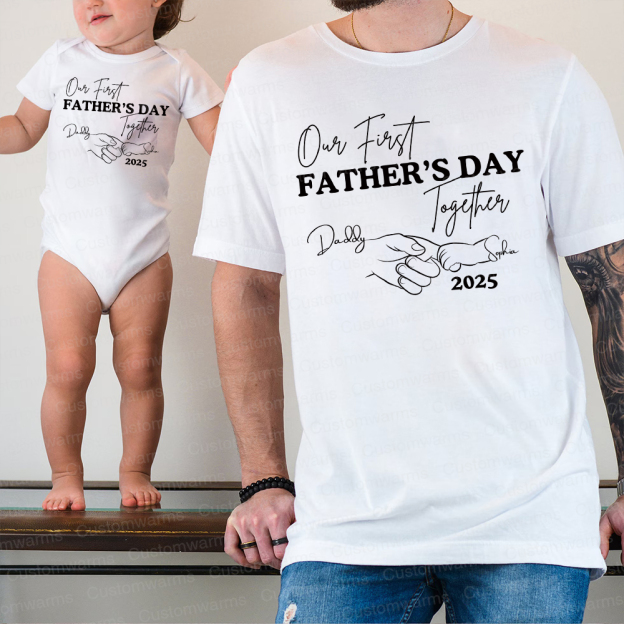 Personalized First Father's Day Daddy and Baby Outfit | CWFamily75