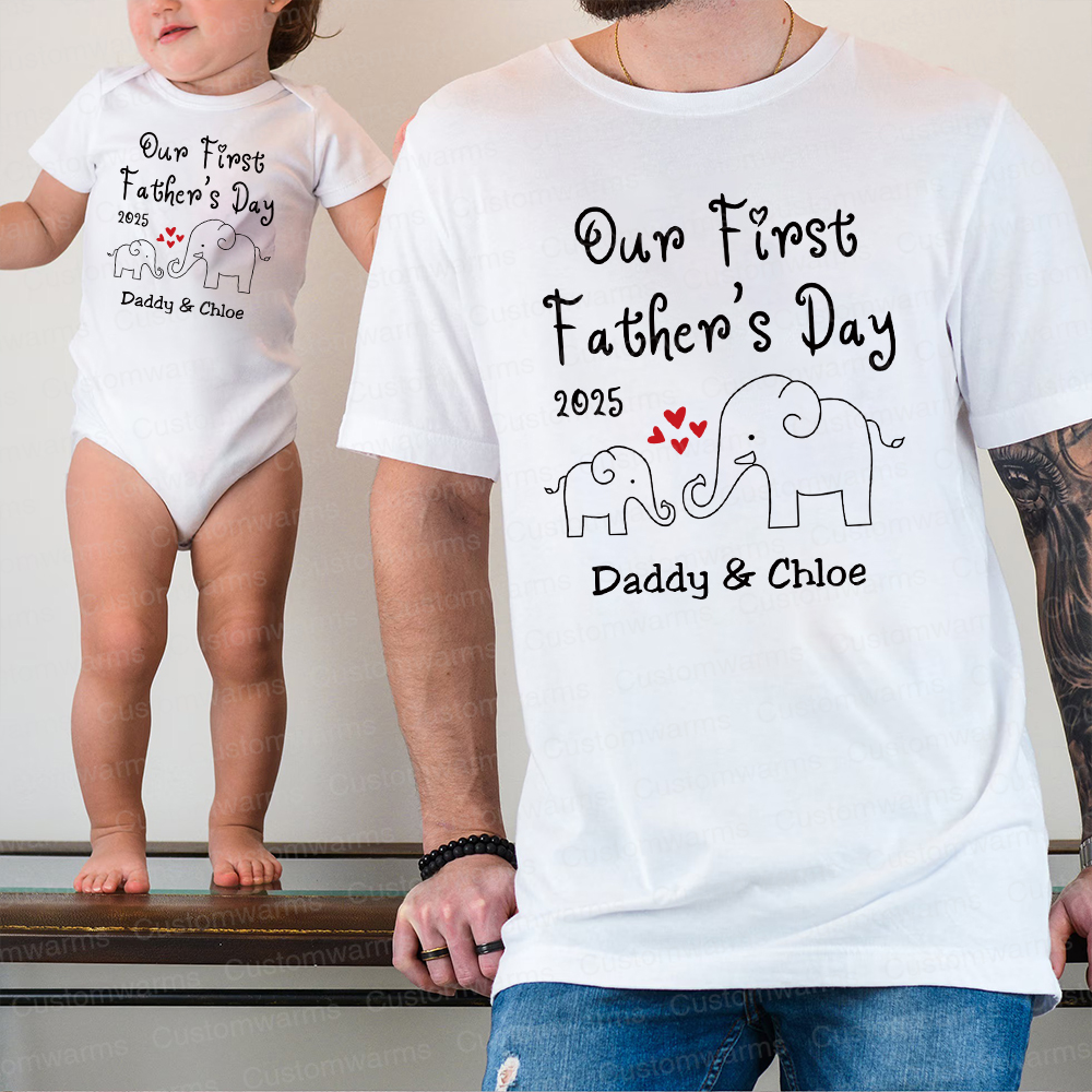 Personalized First Father's Day Daddy and Baby Outfit | CWFamily76