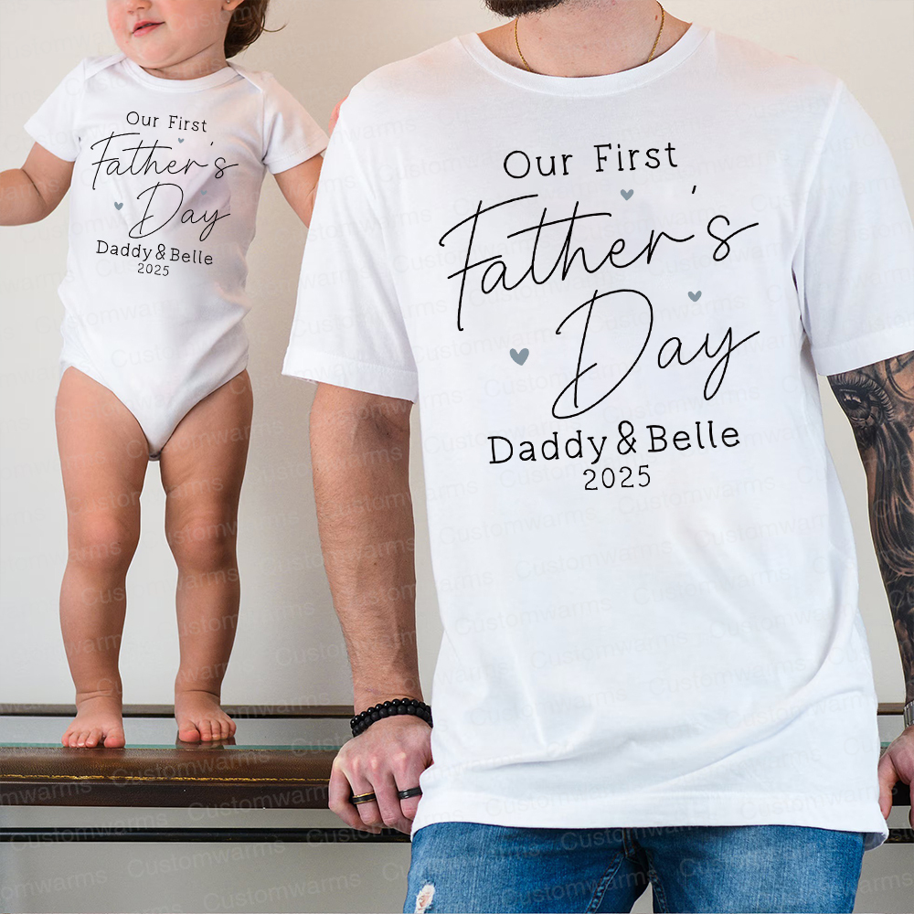 Personalized First Father's Day Daddy and Baby Outfit | CWFamily78