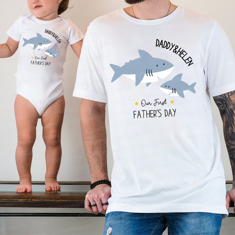 Personalized First Father's Day Daddy and Baby Outfit | CWFamily81