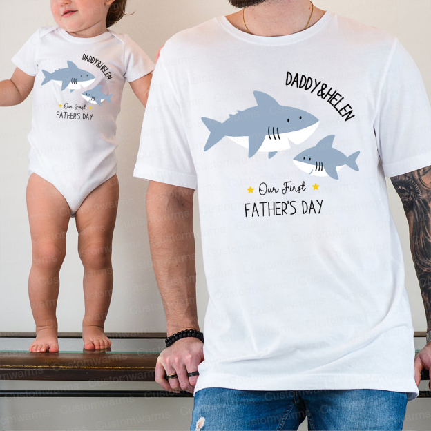 Personalized First Father's Day Daddy and Baby Outfit | CWFamily81