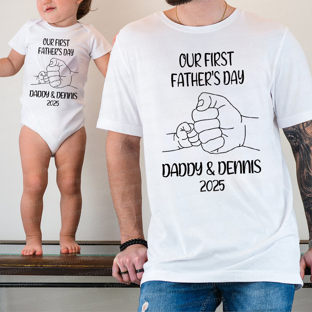 Personalized First Father's Day Daddy and Baby Outfit | CWFamily82