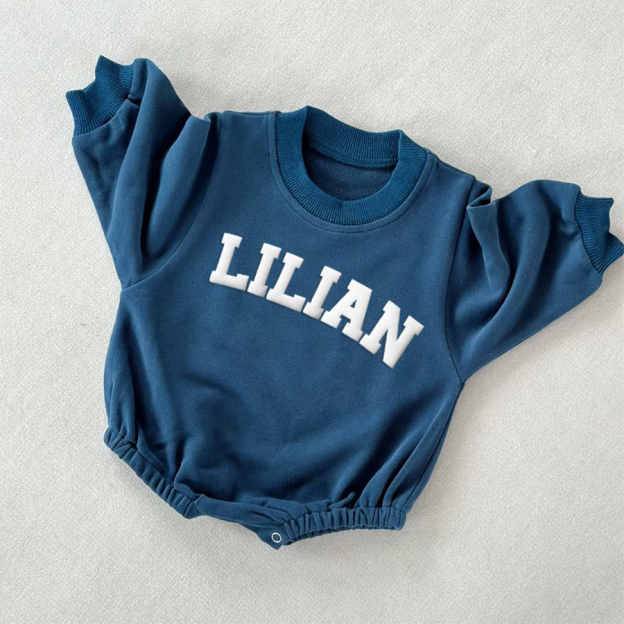 Personalized Puff Name Baby Color Sweatshirt Bodysuit | CWBaby90
