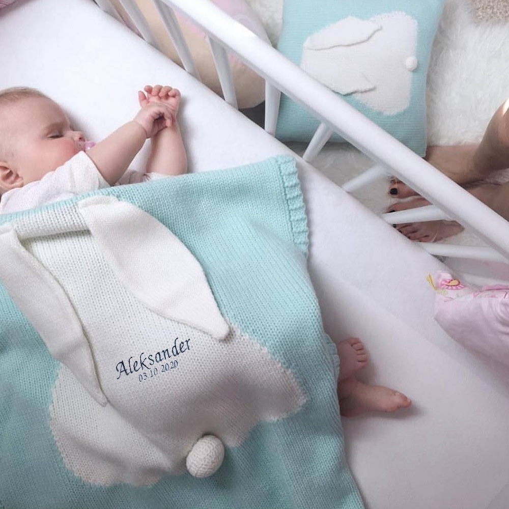 Personalized Embroidered Knit Baby Blanket for Unique Gift | CWBaby118