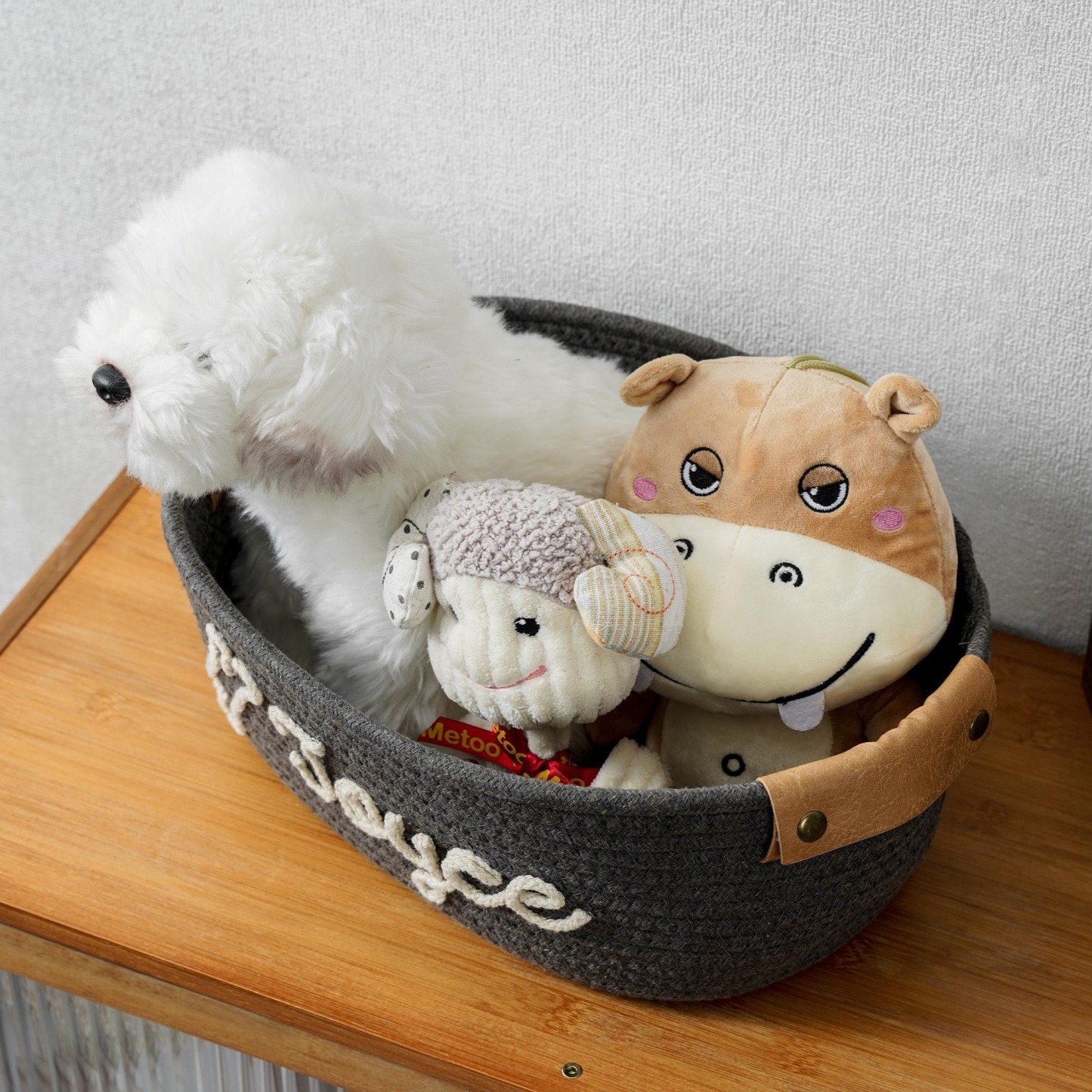 Personalized Knitted Wire Name Cotton Pet Rope Basket | BKPet90