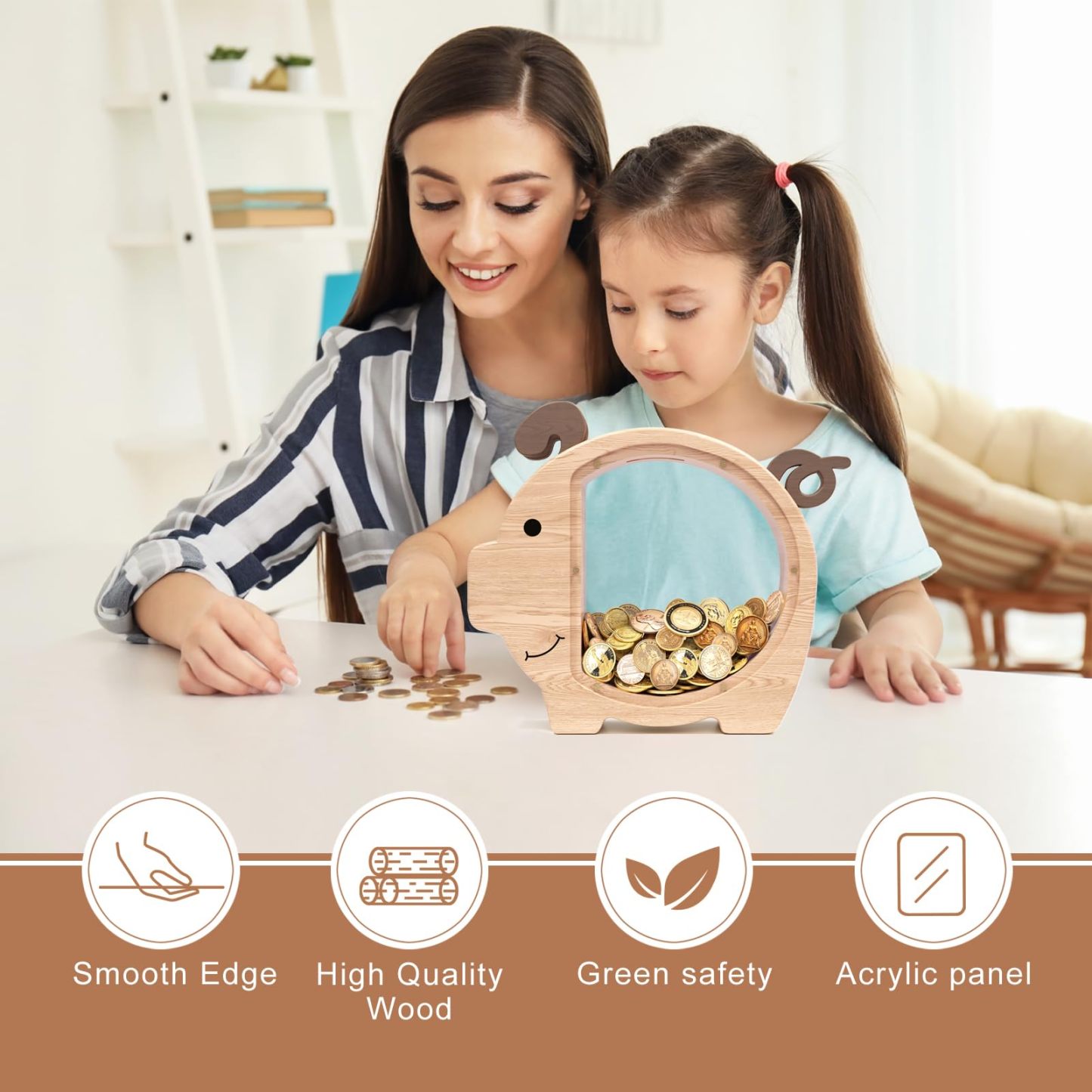 Personalized Kids Wooden Piggy Bank | CWToy65