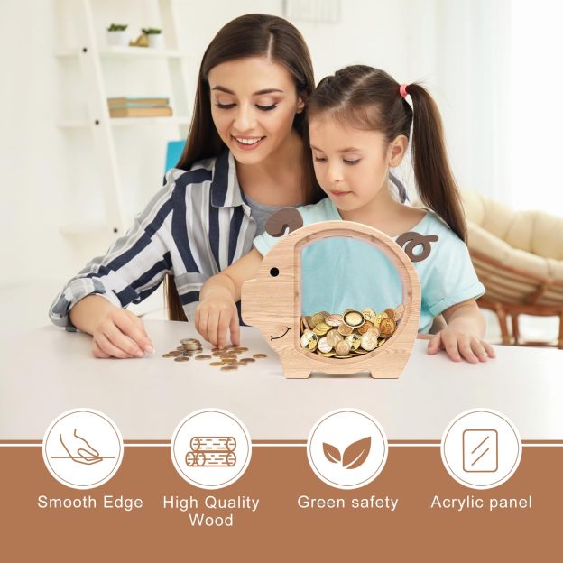 Personalized Kids Wooden Piggy Bank | CWToy65