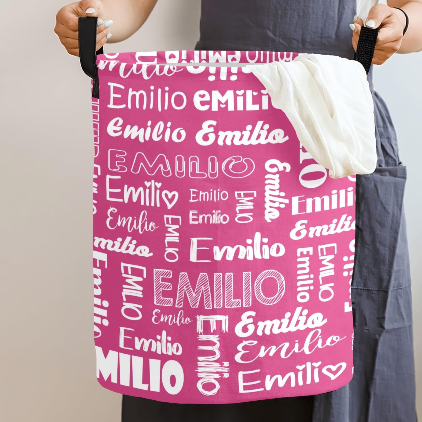 Personalized Laundry Collapsible Baskets with Handle | CWBasket04