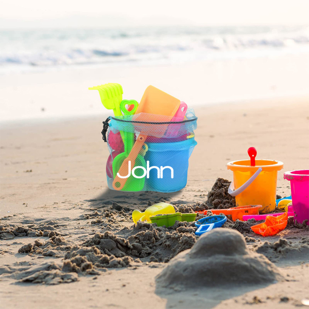 Personalized Beach Toy Collection Mesh Drawstring Bag | CWBeach150