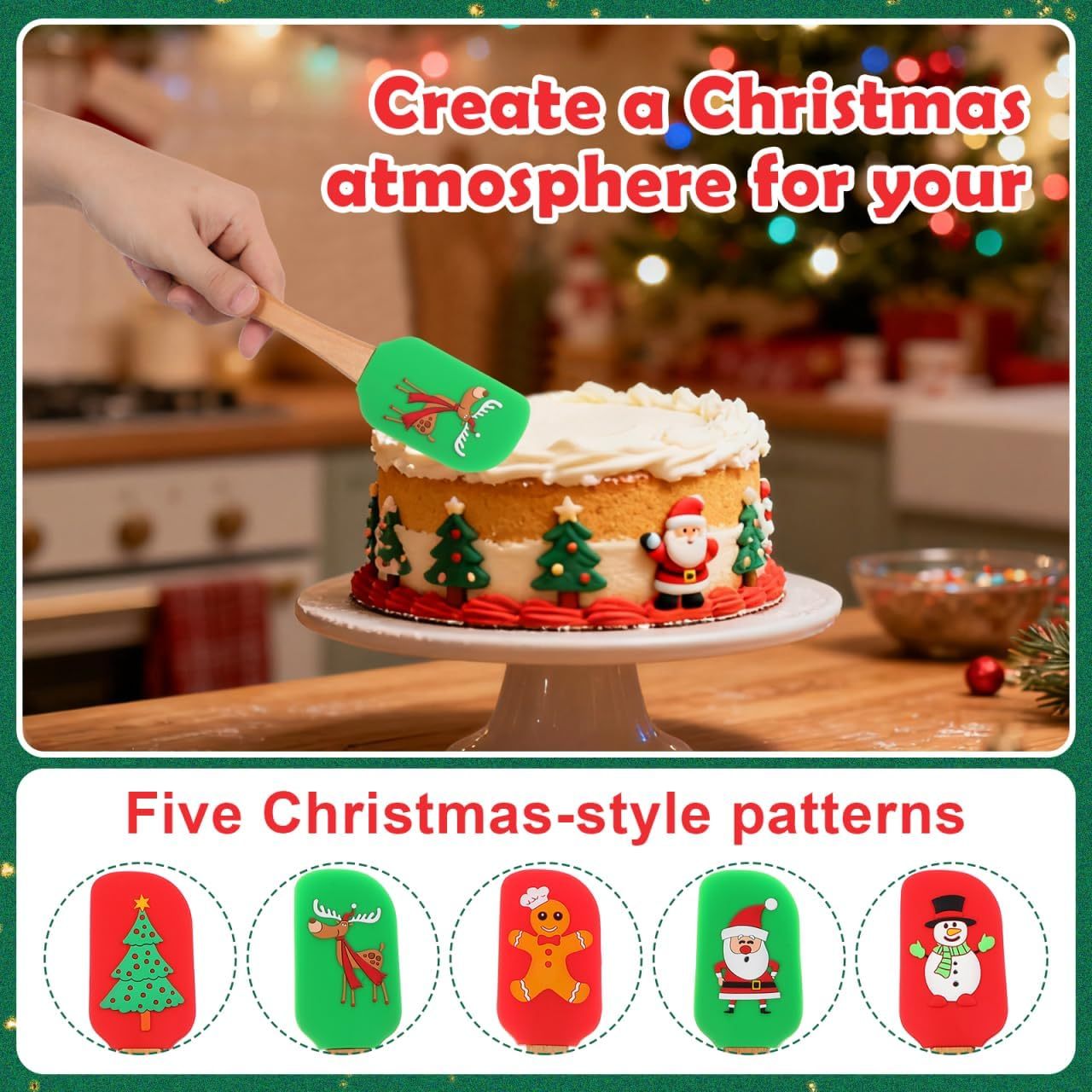 Personalized Christmas Wood Handle Silicone Kitchen Tool | MCGift230