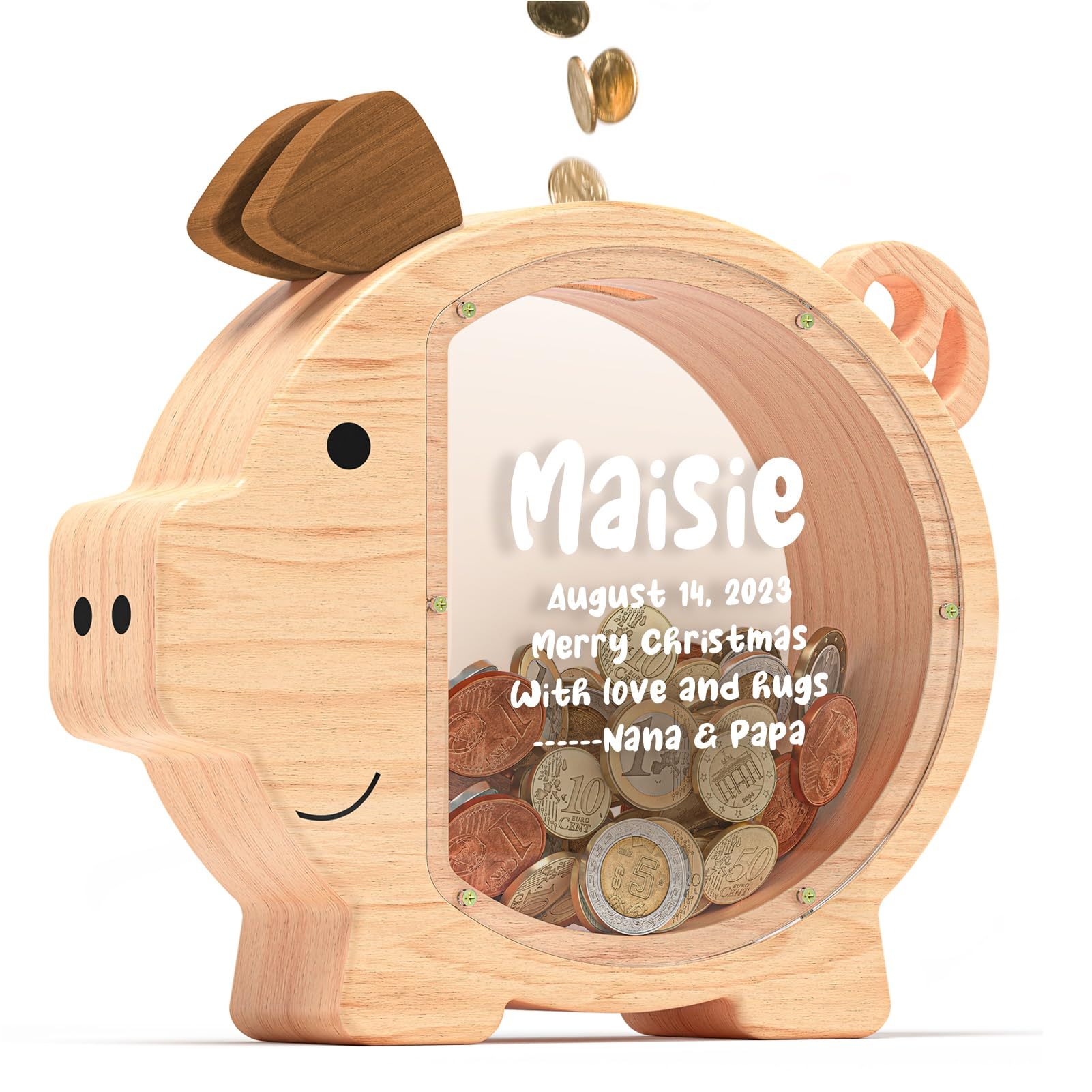 Personalized Kids Wooden Piggy Bank | CWToy65
