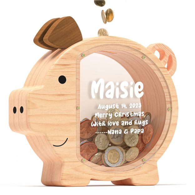 Personalized Kids Wooden Piggy Bank | CWToy65