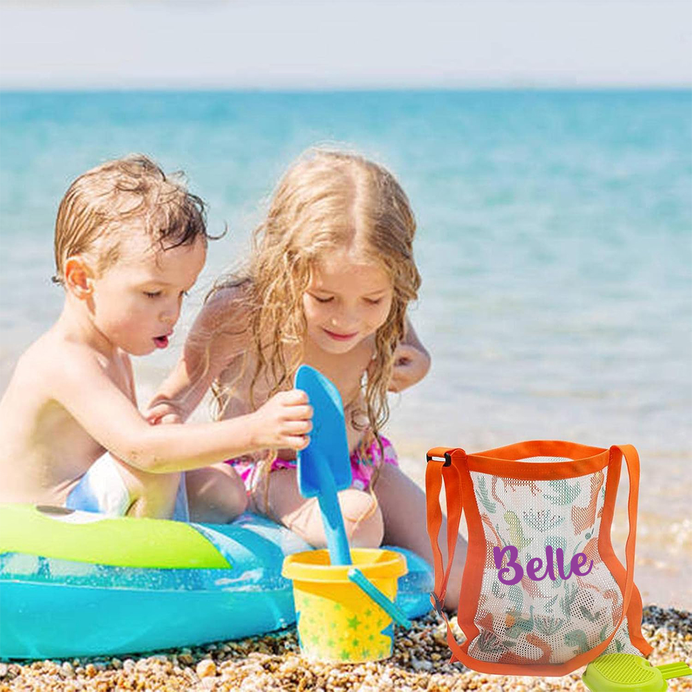 Personalized Seashell Mesh Adjustable Beach Bag | CWBeach168