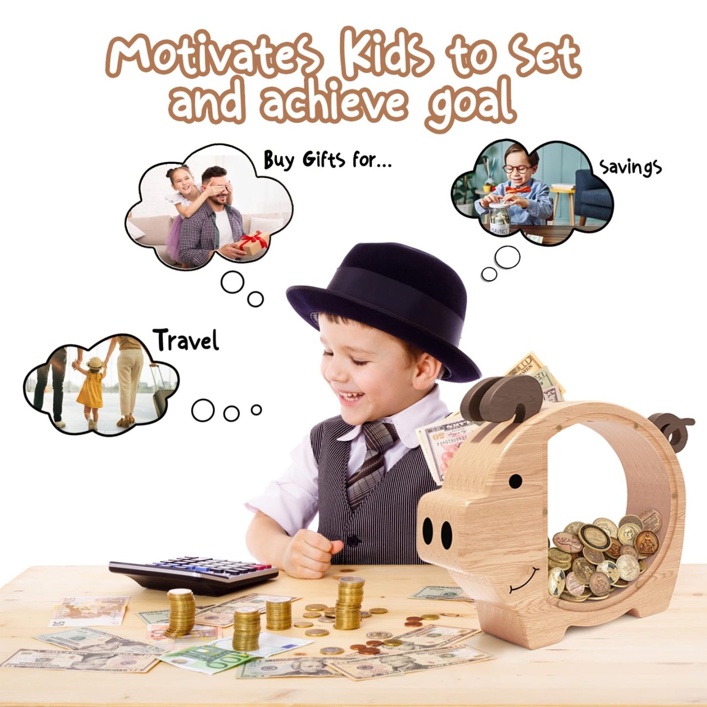 Personalized Kids Wooden Piggy Bank | CWToy65