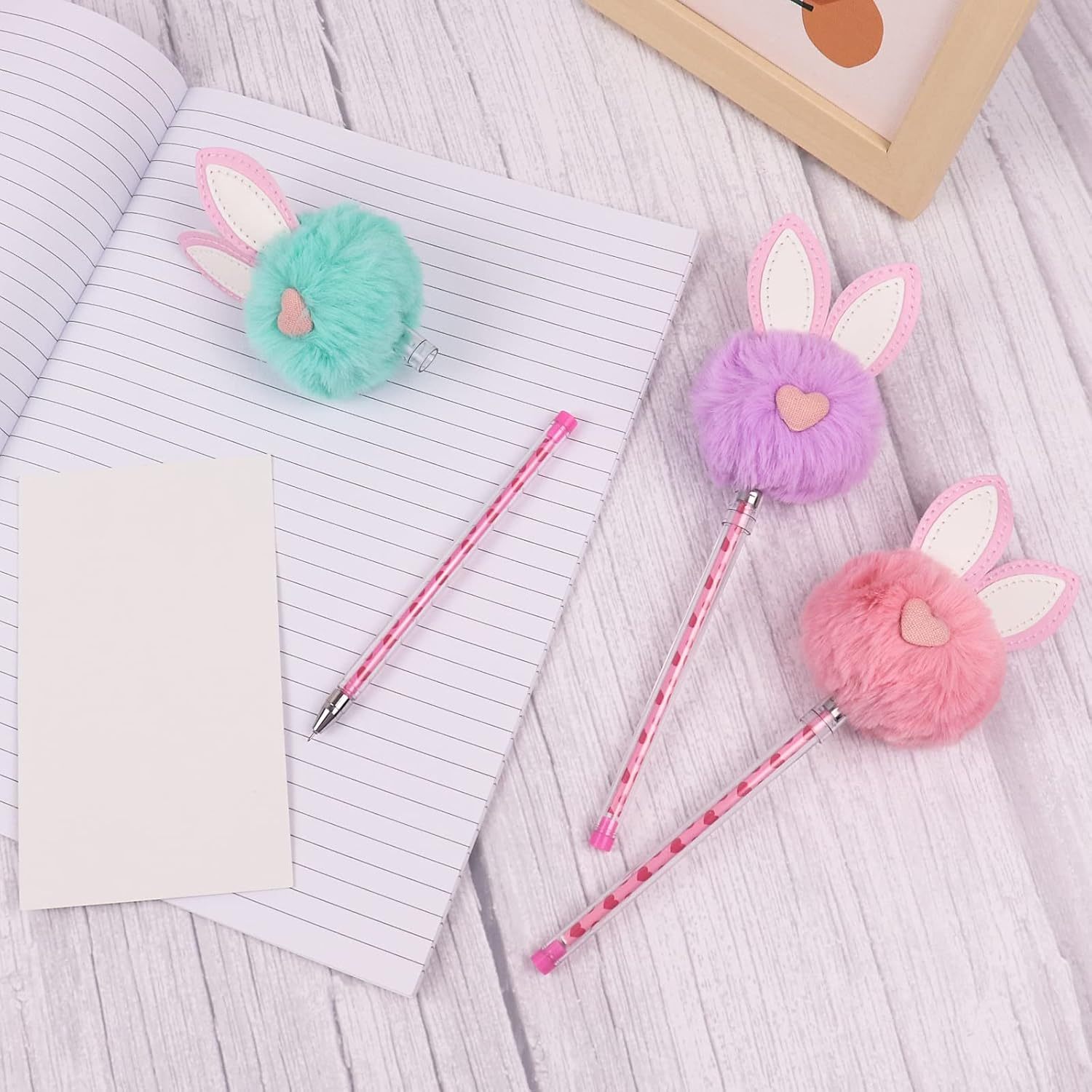 Personalized Easter Basket Bunny Notebook and PomPom Pen Set | CWToy110