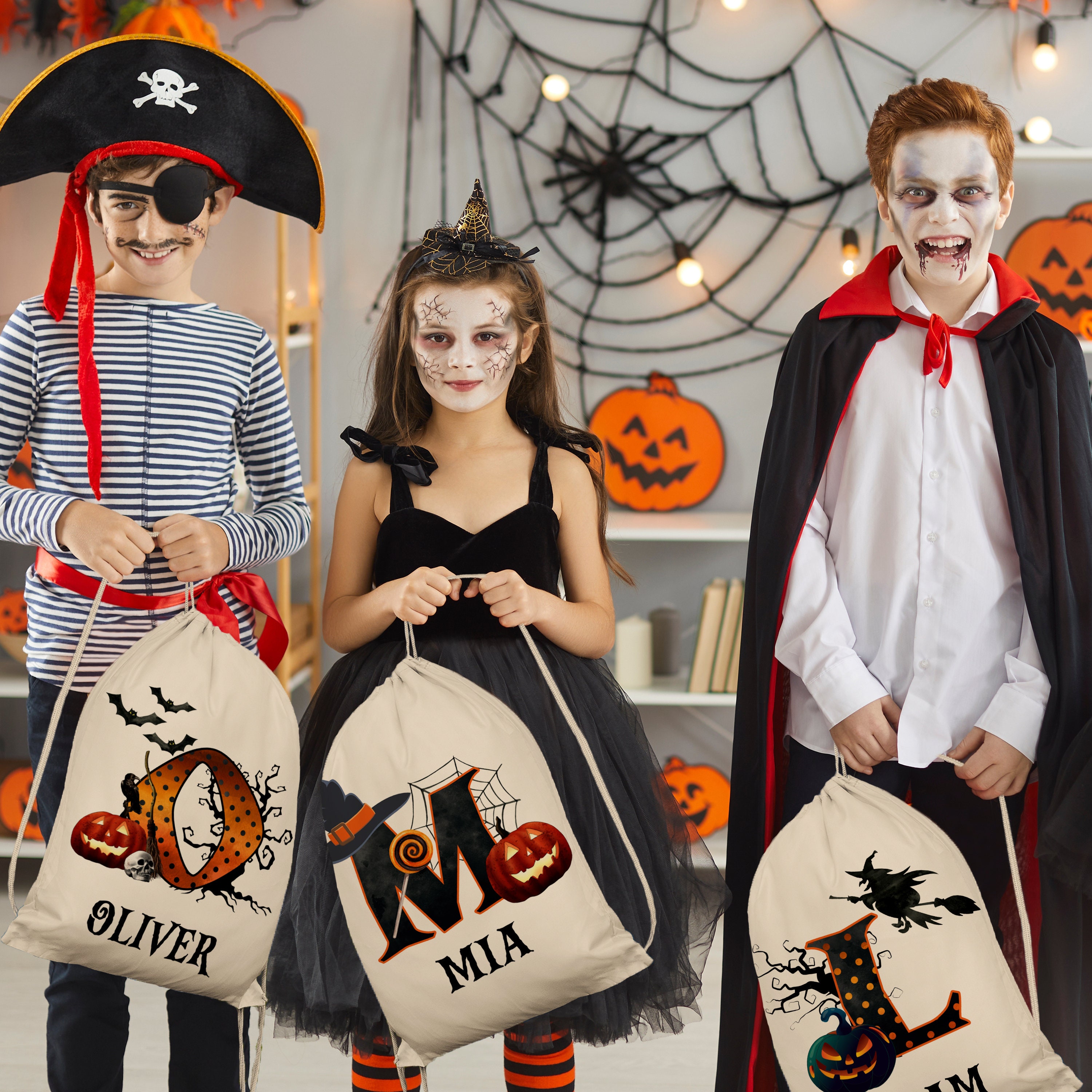 Personalized Name Pumpkin Treat Bag | CWHalloween06