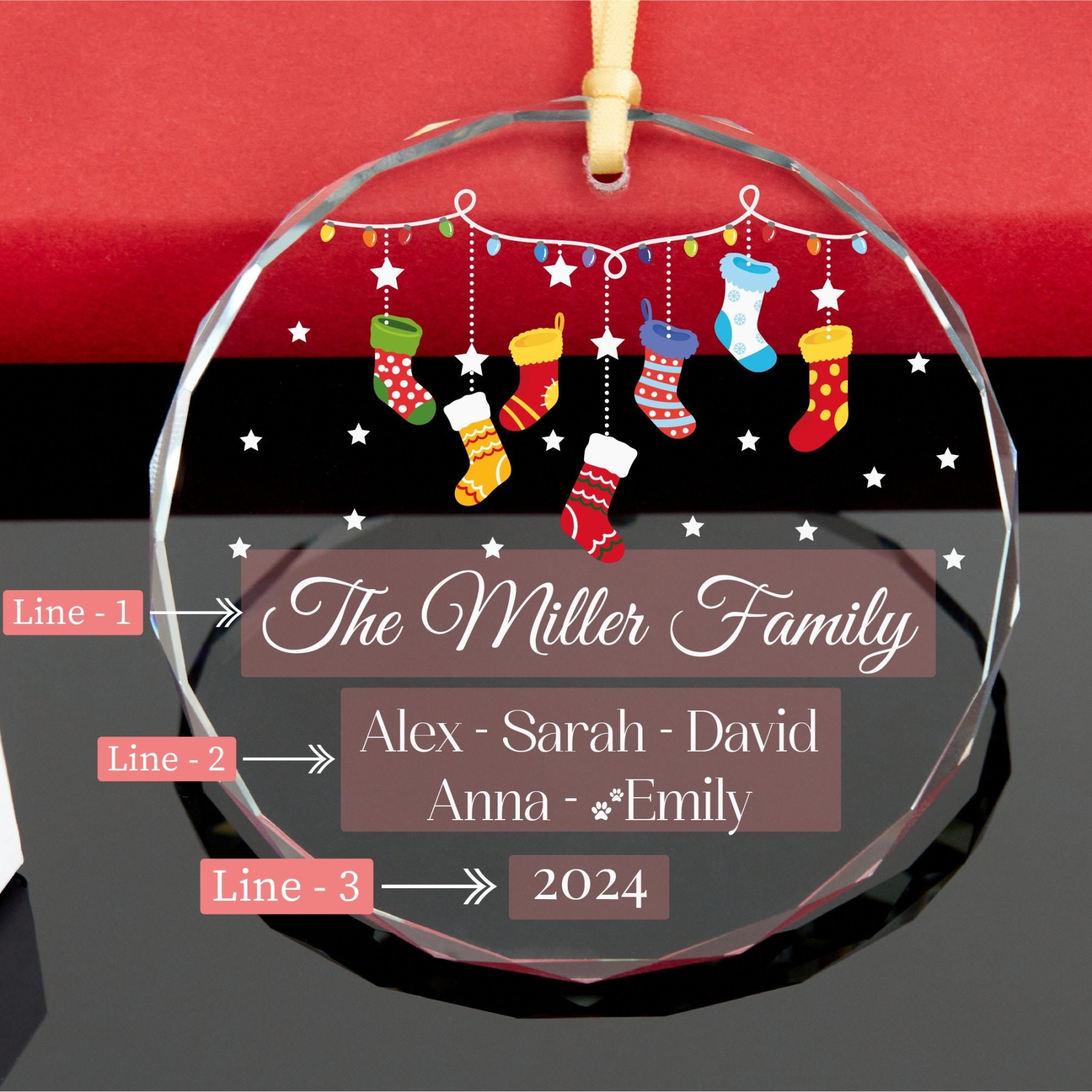 Personalized Glass Family Christmas Ornaments | CWGlass14