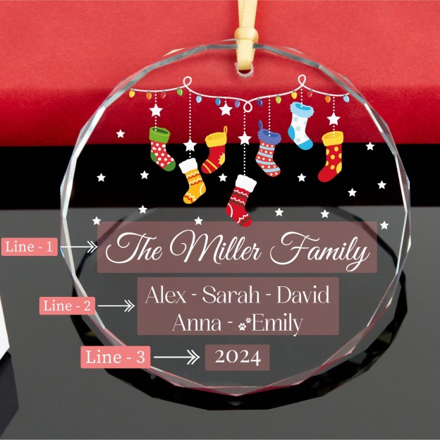 Personalized Glass Family Christmas Ornaments | CWGlass14