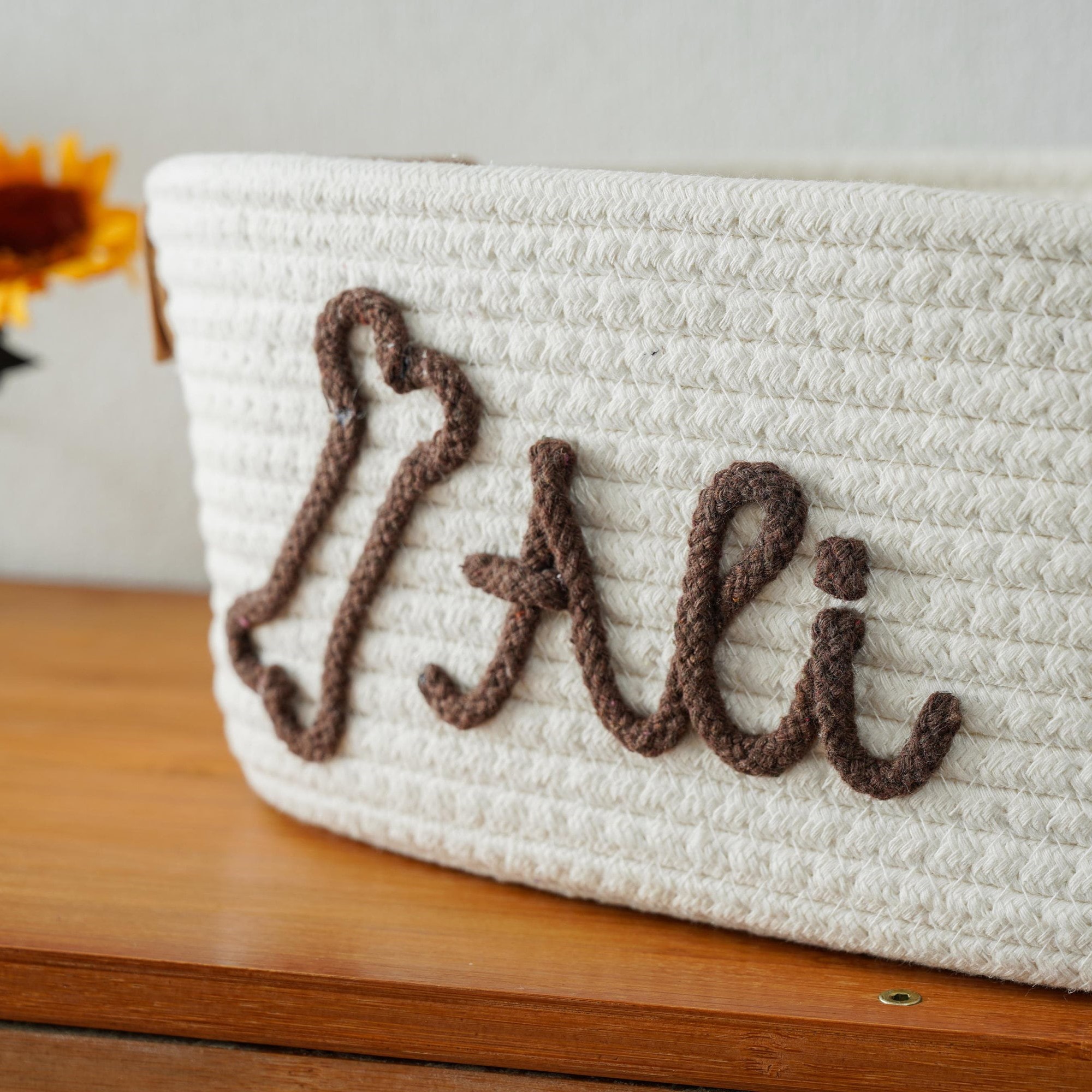 Personalized Knitted Wire Name Cotton Pet Rope Basket | BKPet90