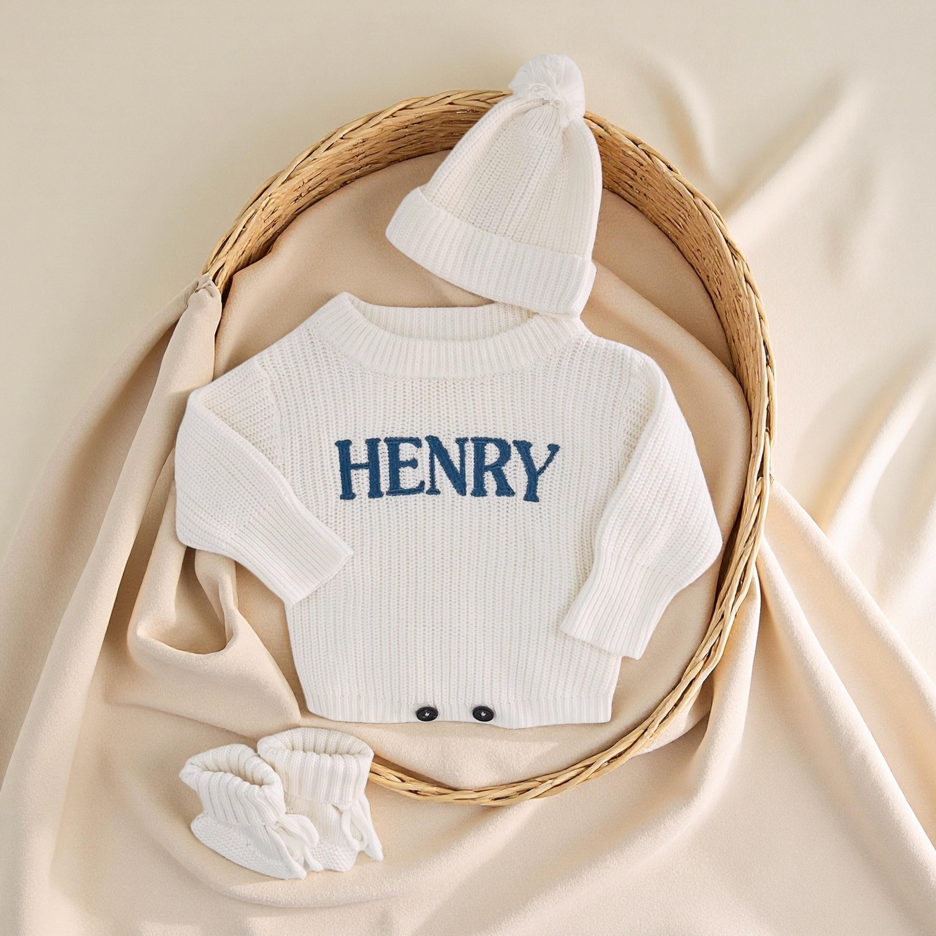 Personalized Embroidered Baby Sweater Outfit Set | CWBaby335