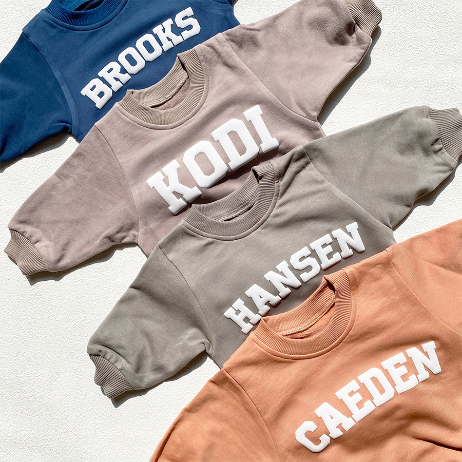 Personalized Puff Name Baby Color Sweatshirt Bodysuit | CWBaby90
