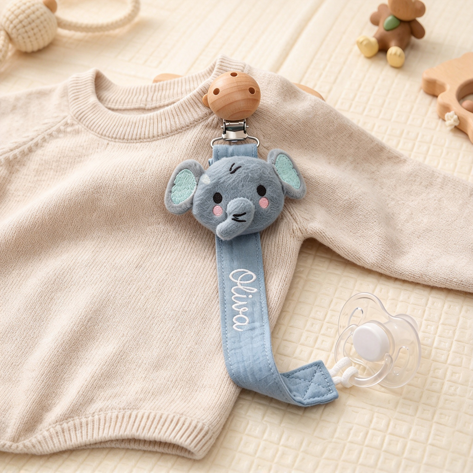 Personalized Embroidered Lovely Pacifier Strap For Baby | CWToy133