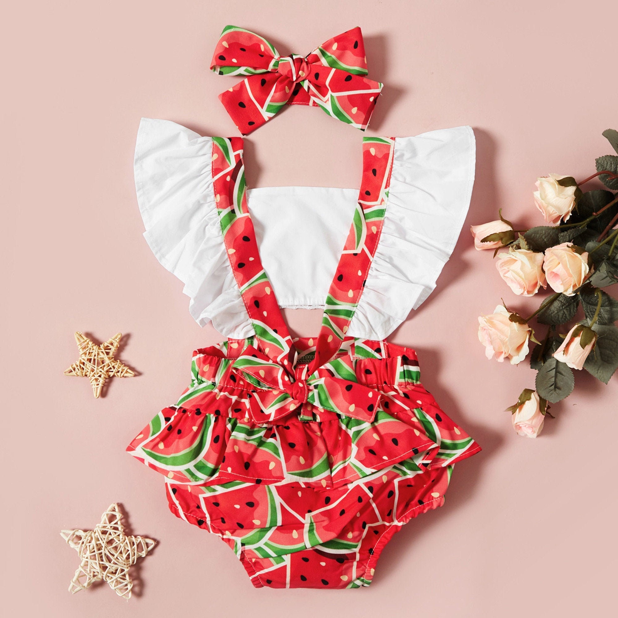 Personalised Baby Girl Strawberry / Watermelon Outfit Set | CWBaby218