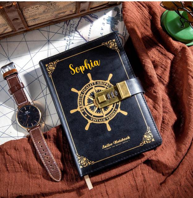 Personalized Vintage Helm Diary With Lock