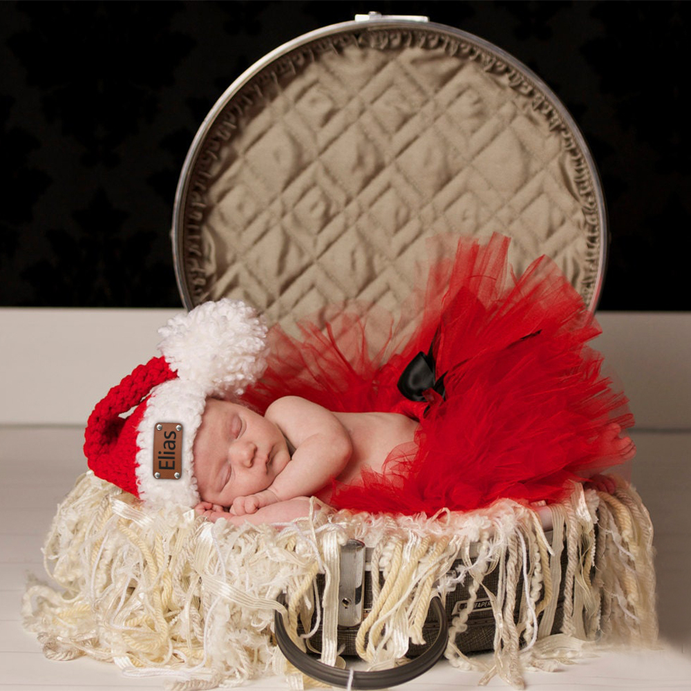 Personalized Leather Patch Christmas Santa Hat | MCGift65