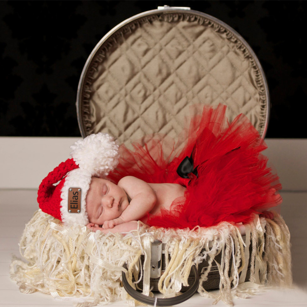 Personalized Leather Patch Christmas Santa Hat | MCGift65