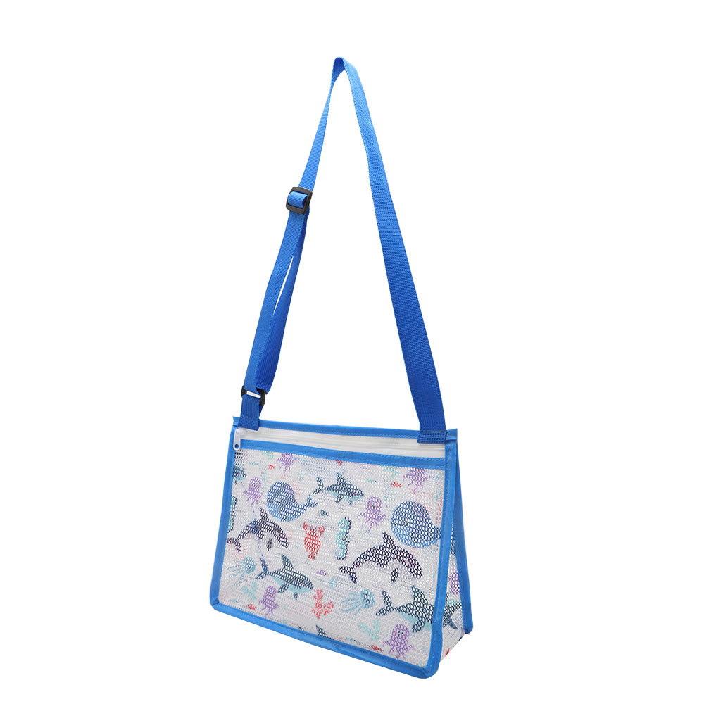 Personalized Embroidery Seashell Zipper Mesh Beach Bag | CWBeach112