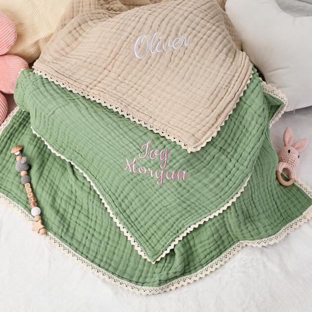 Personalized Embroidered Name Baby Swaddle Blanket for Unique Gift | CWBaby78