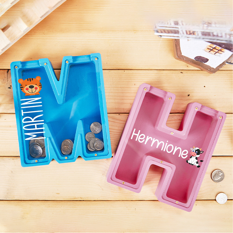 Personalized Kid Cute Wood Letter Money Boxes