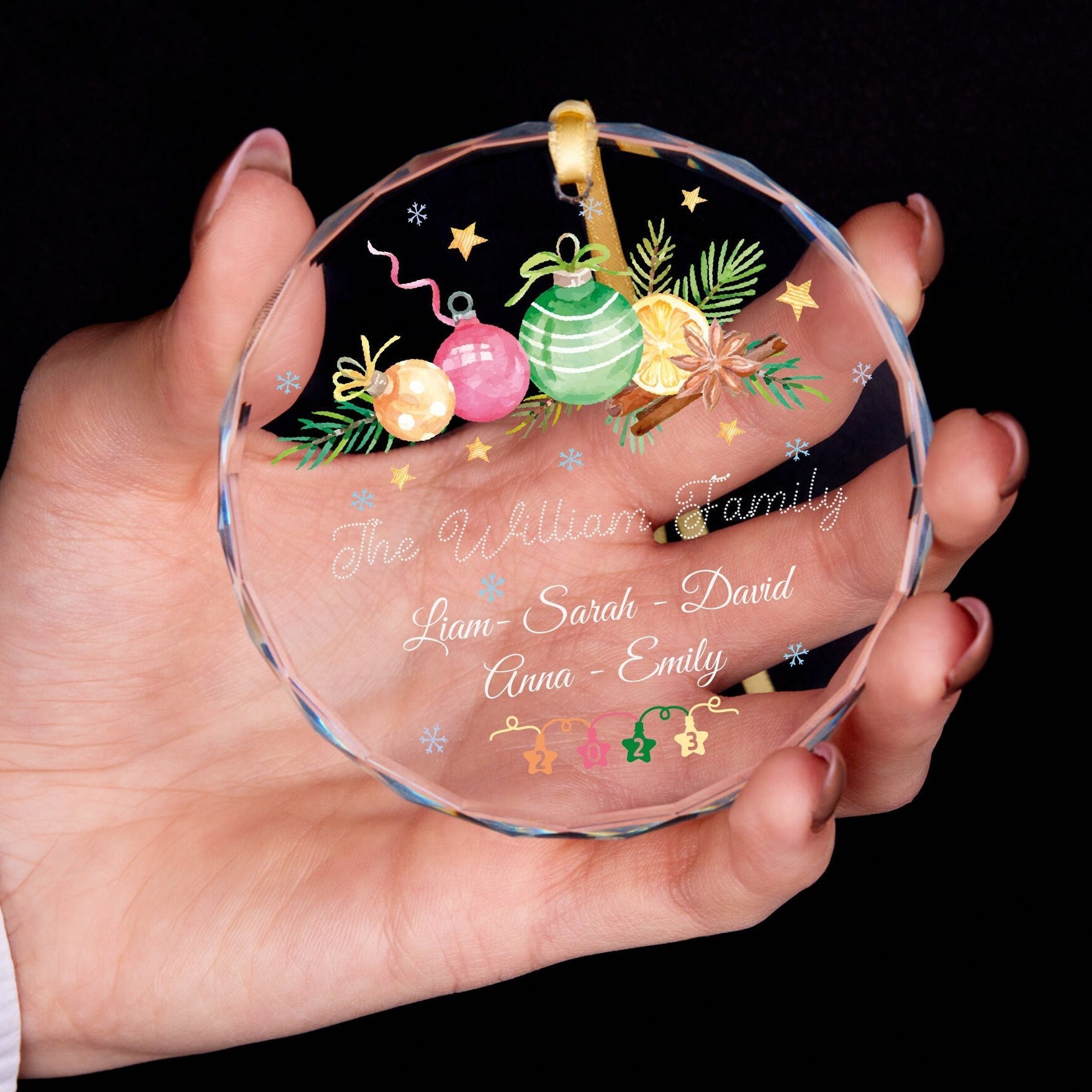 Personalized Glass Family Christmas Ornaments | CWGlass11