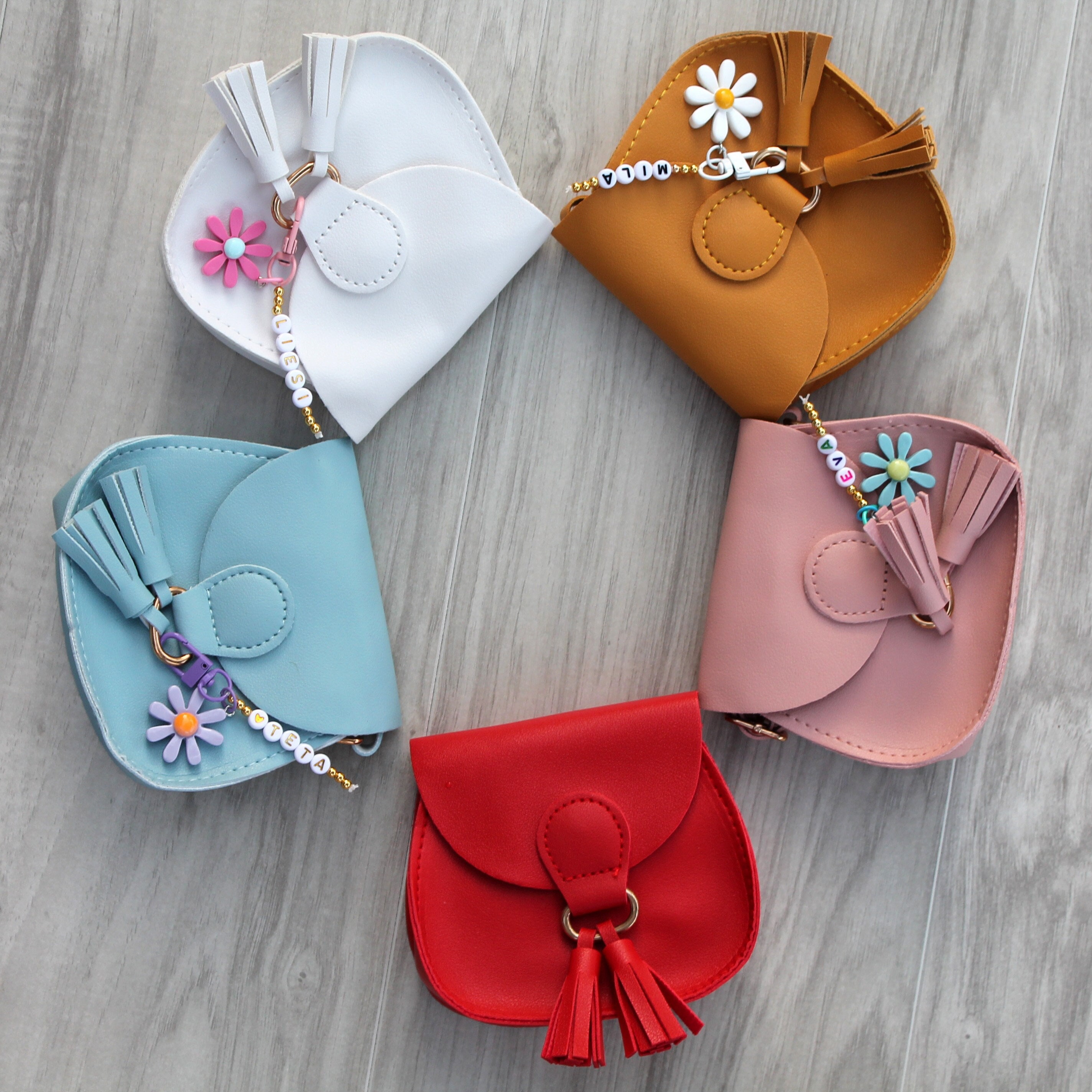 Personalized Girls Color Daisy Tassel Purse | CWPack86