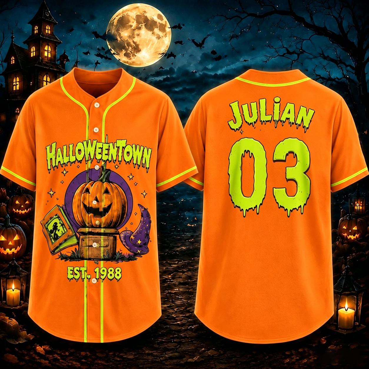 Personalized Halloween Button Up Baseball Jersey For Kid & Adult | CWHalloween97