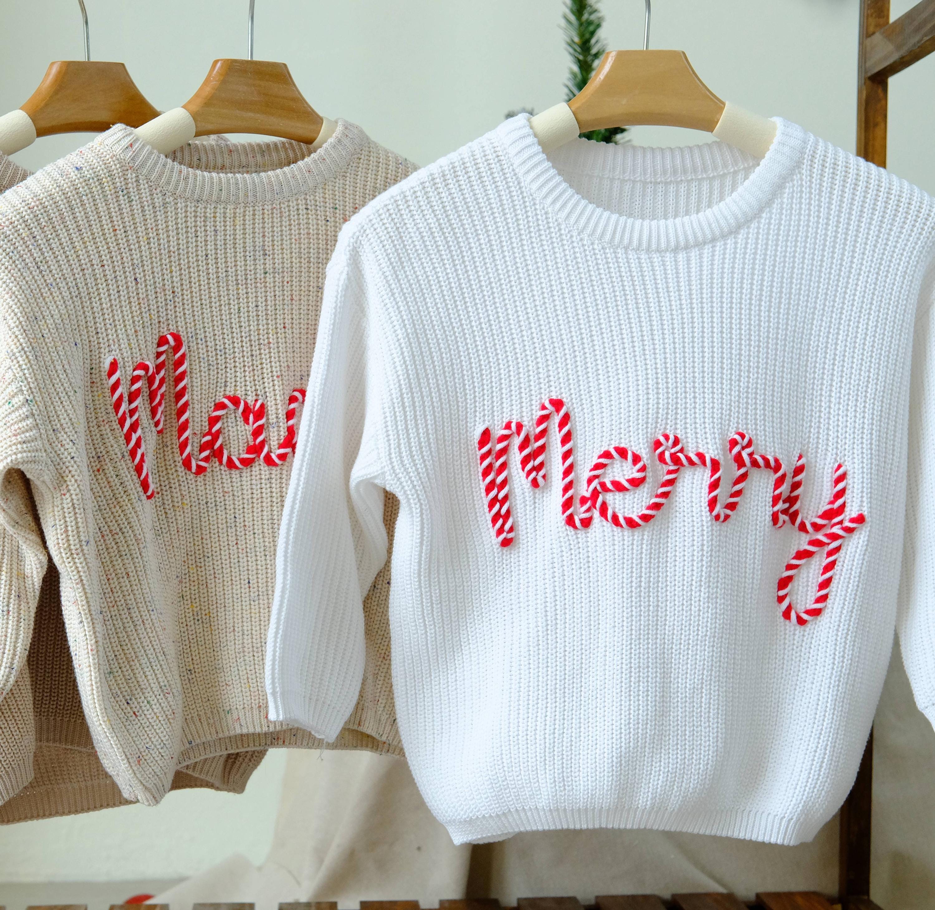 Personalized Christmas Hand embroidered Name Baby Sweater | MCGift138