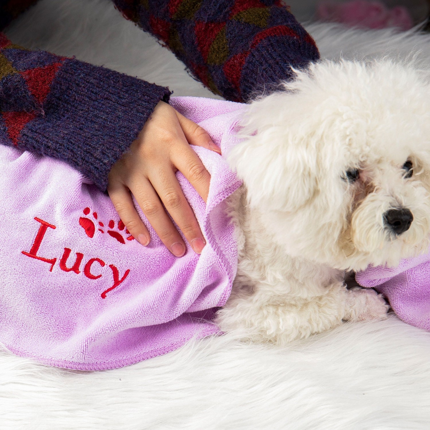 Personalized Embroidered Pet Bath Towel for Comfort & Unique | BKPet36