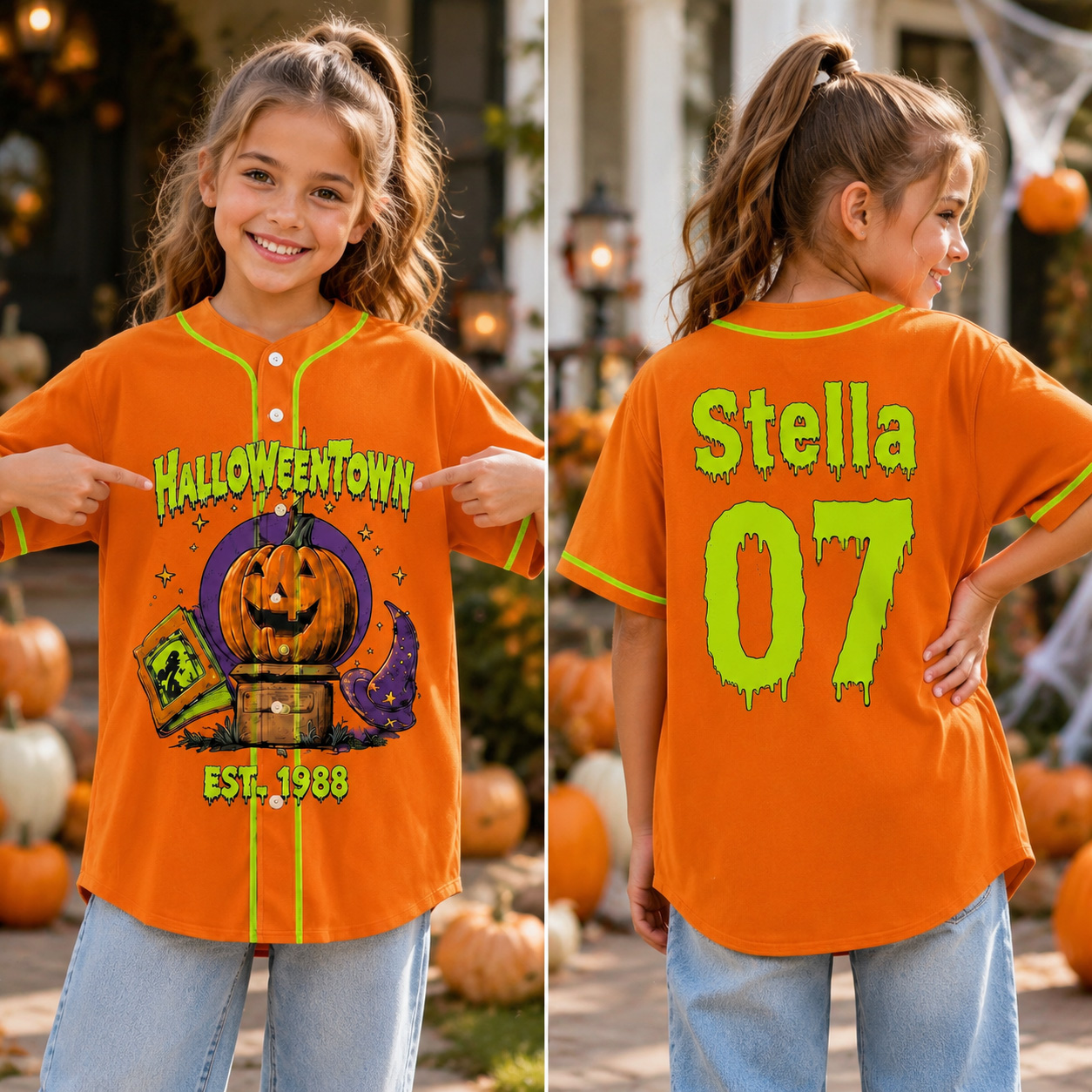 Personalized Halloween Button Up Baseball Jersey For Kid & Adult | CWHalloween97
