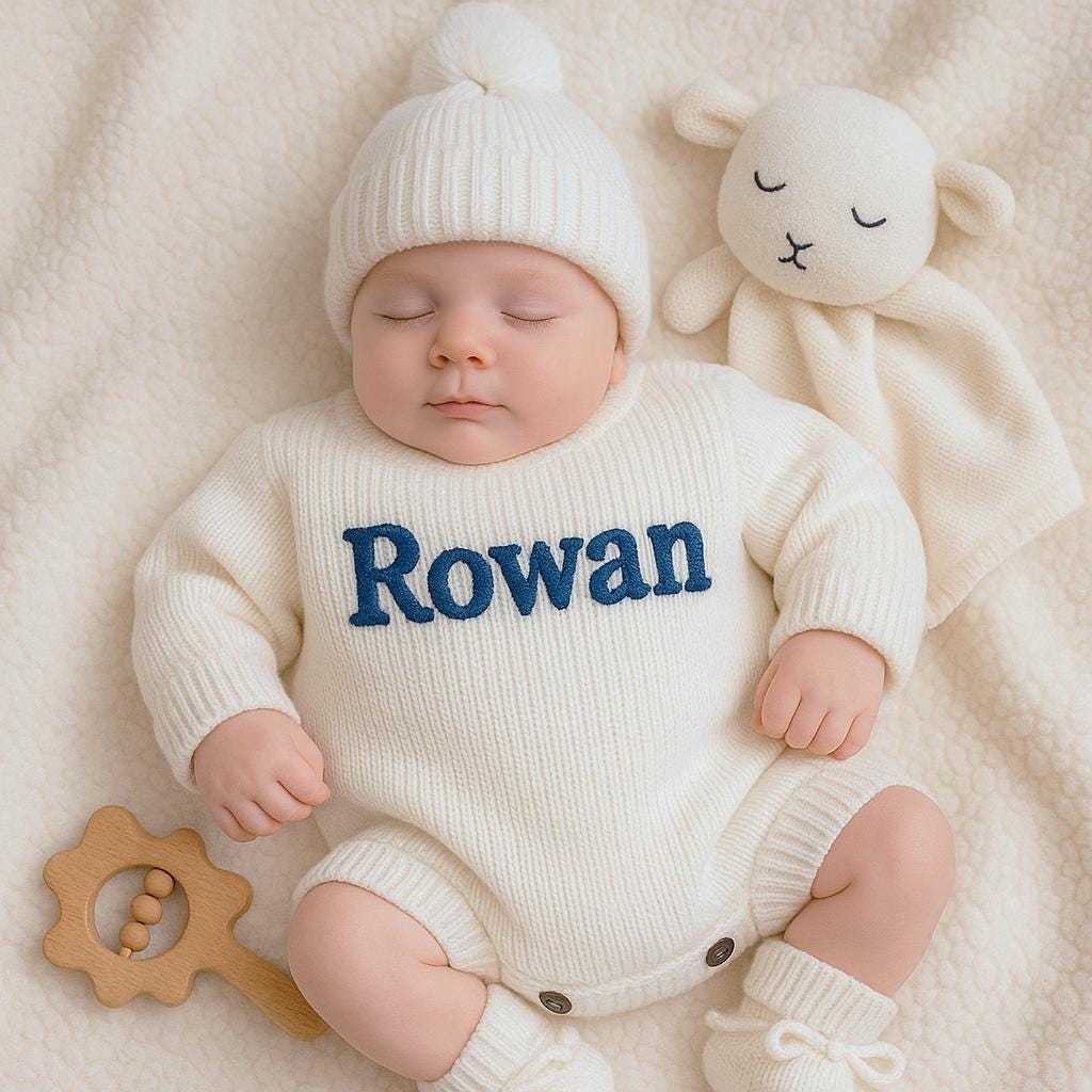 Personalized Embroidered Baby Sweater Outfit Set | CWBaby335