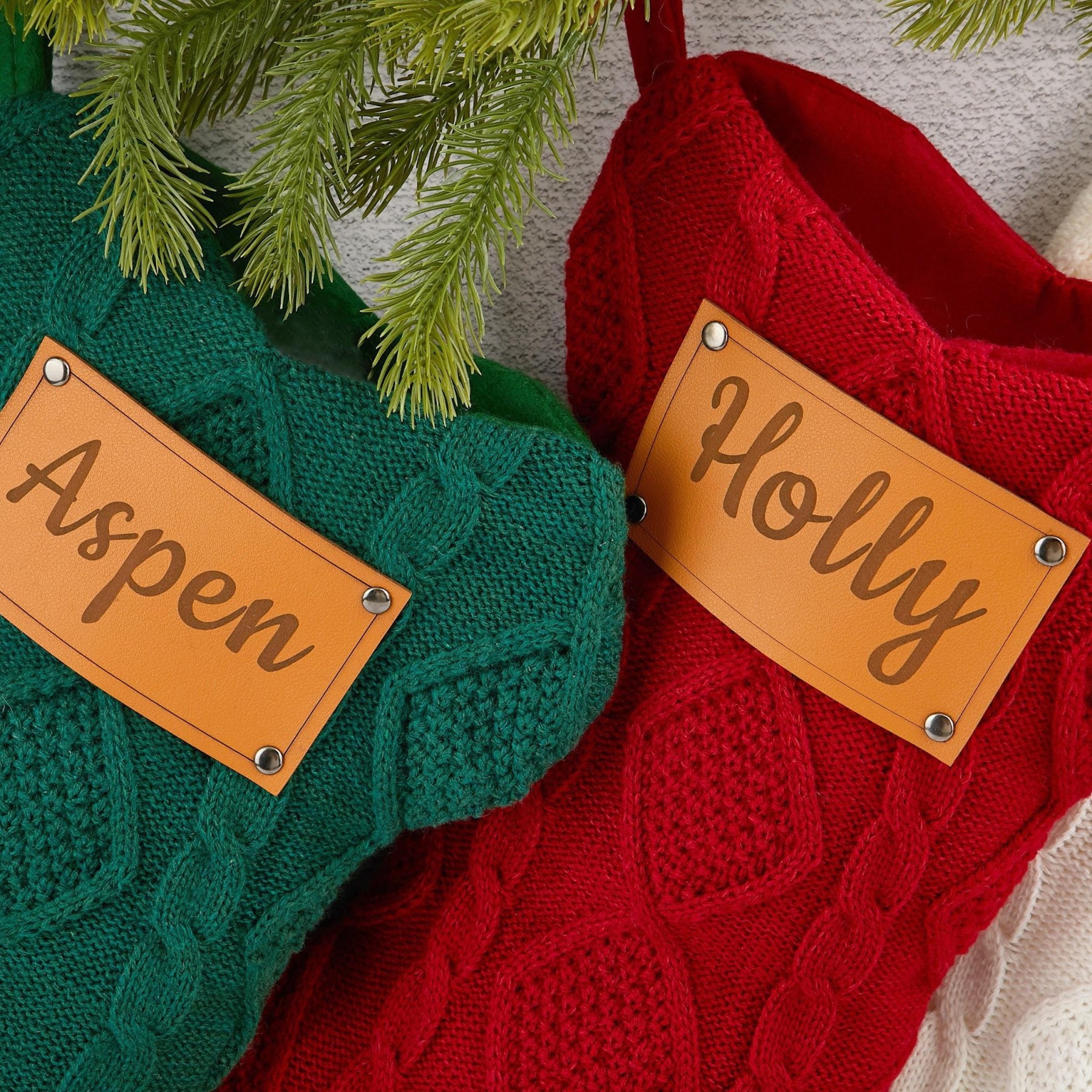 Personalized Leather Patch Dog Bone Christmas Stocking | MCGift103