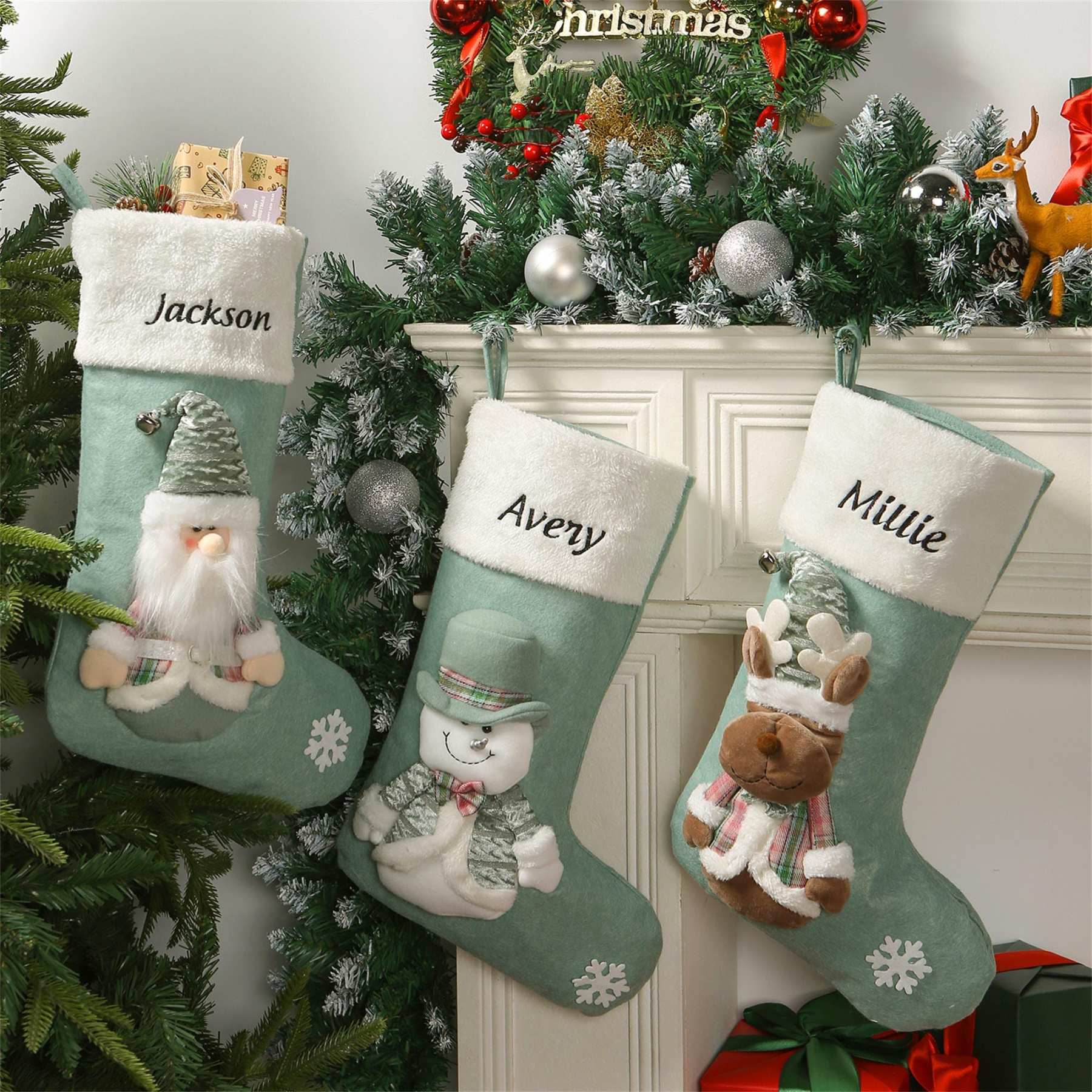 Personalized Embroidered Cute Pattern Christmas Stocking | MCGift207