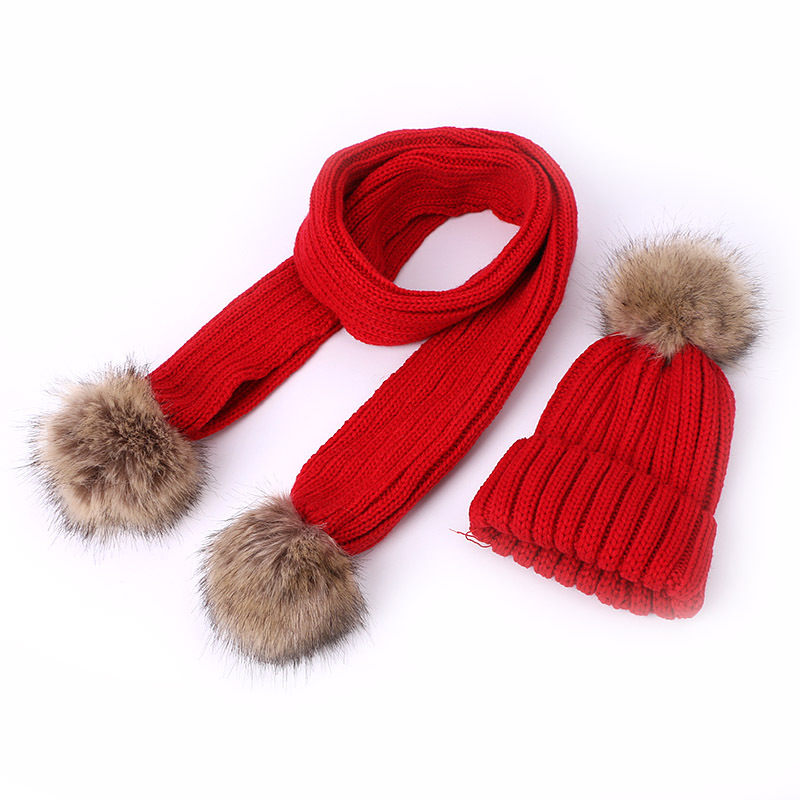 Personalized Embroidery Kid Pom Pom Hat With Scarf | HSKid48