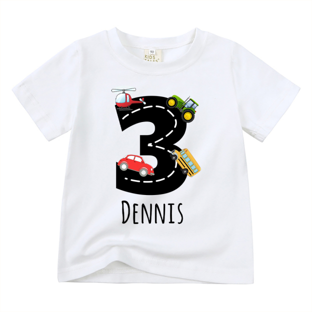 Personalized Kid Transportation Vehicle Party Birthday T-Shirt | inTee14