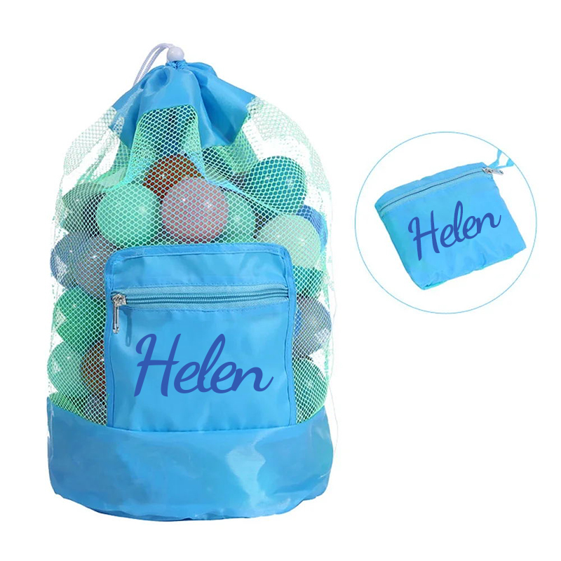 Personalized Portable Mesh Beach Foldable Drawstring Storage Bag | CWBeach95