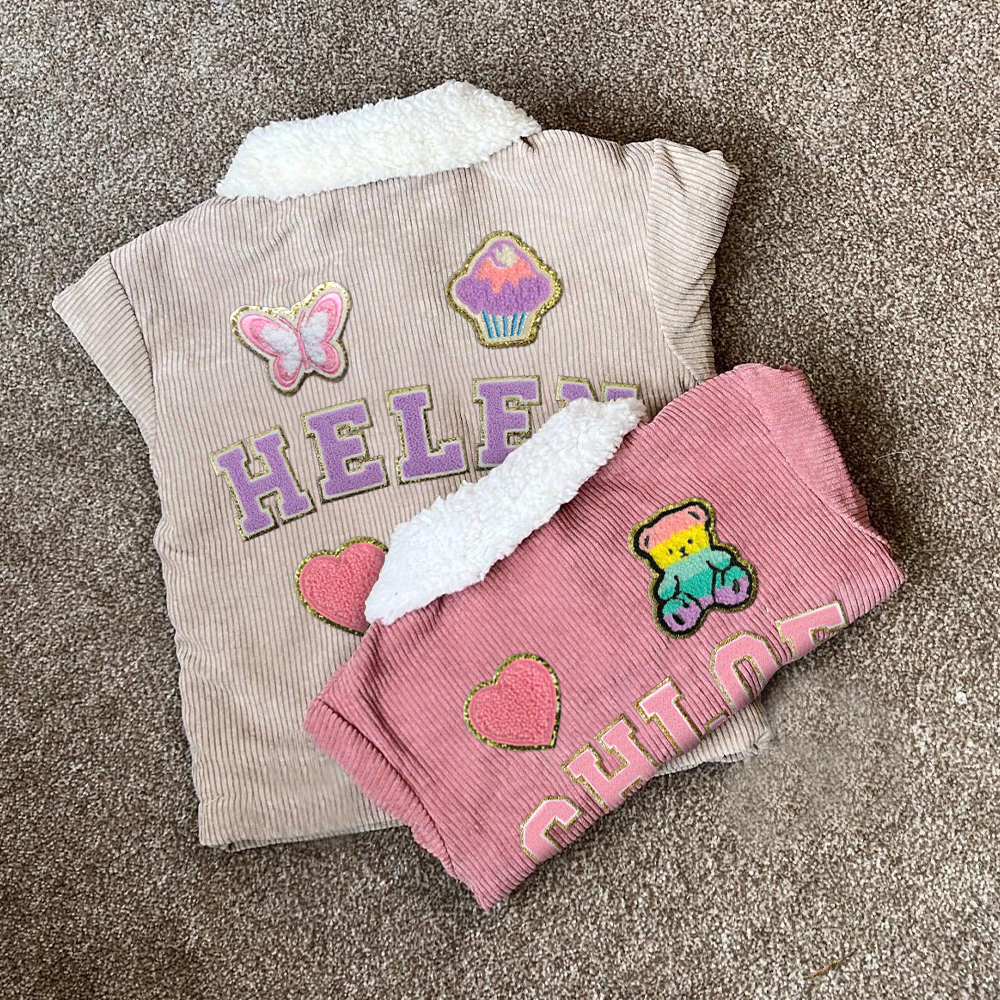 Personalized Chenille Patch Baby Corduroy Sherpa Jacket | CWBaby346