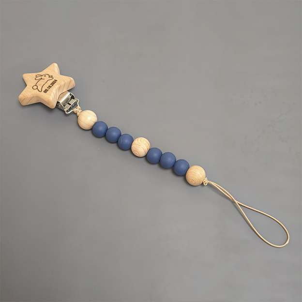 Personalized Baby Pacifier Silicone Wooden Bead Clip | CWToy130