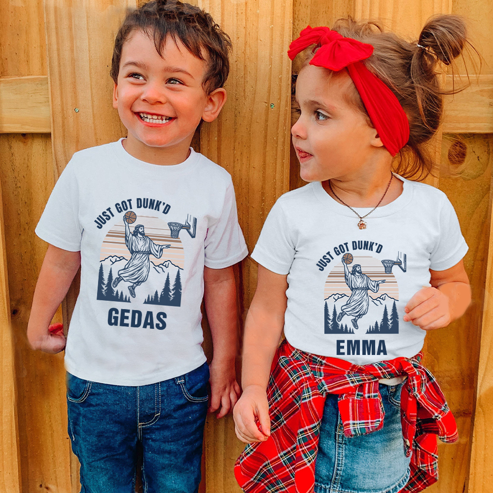 Personalized Baby Just Got Dunked Funny Baptism Shirts | CWBaby269